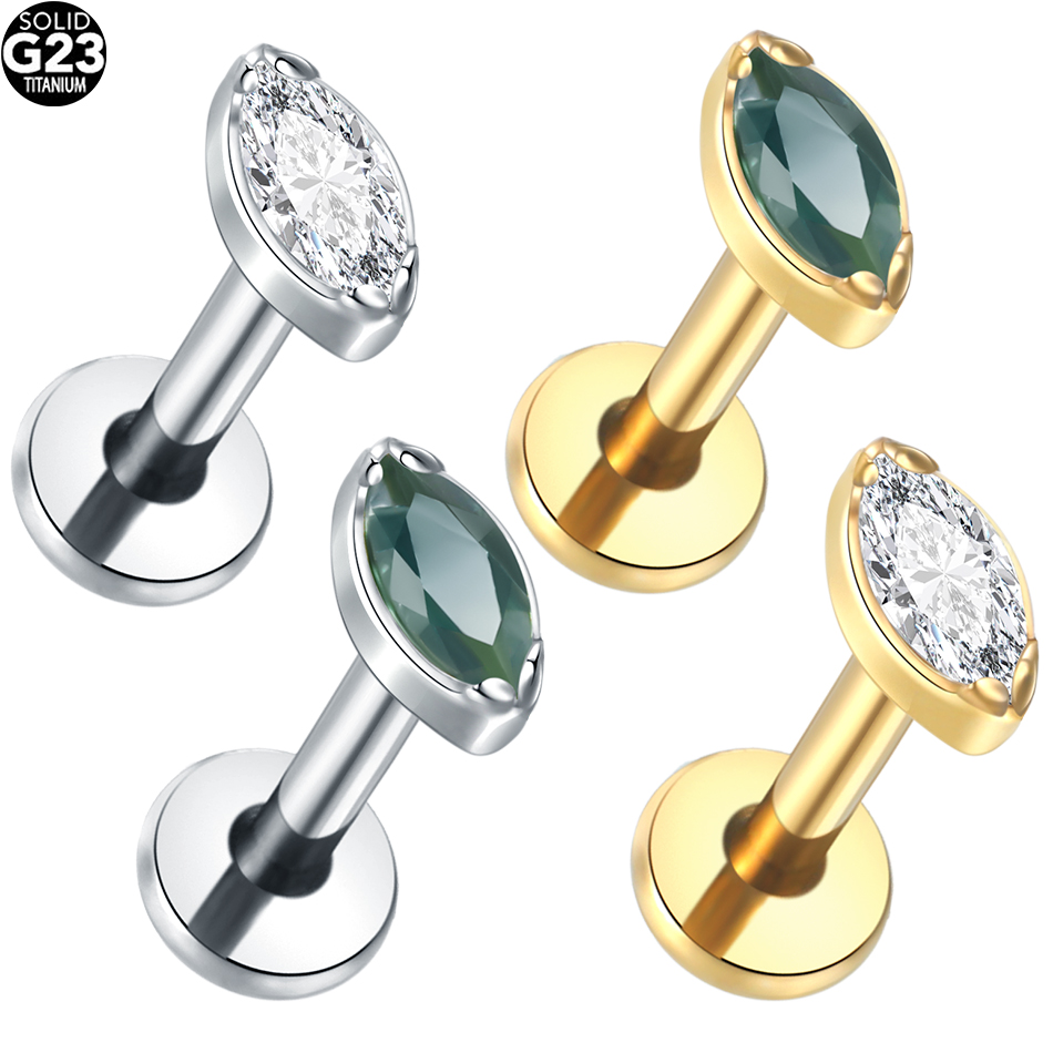 Flat Back Labret Stud - 1Pc/5Pcs 티타늄 연골 귀걸이 플랫 백