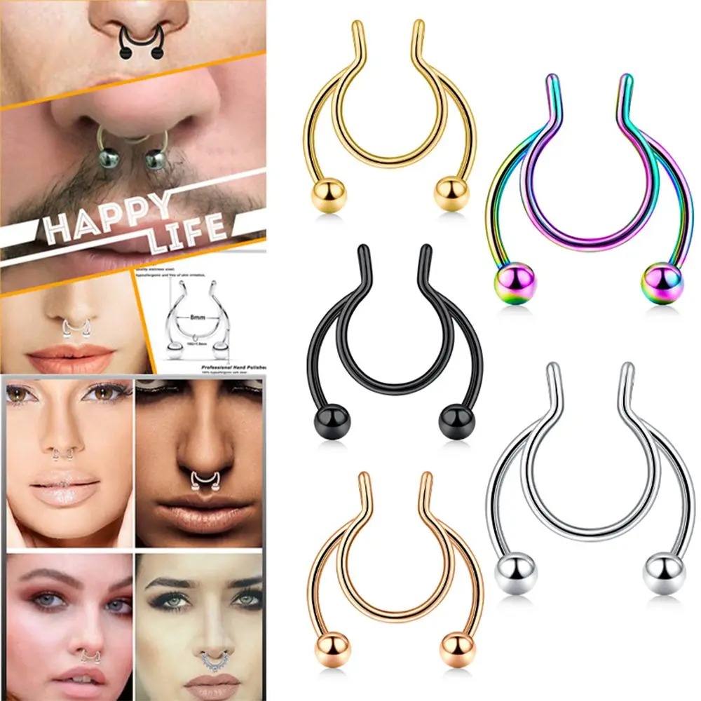 Body Jewelry Septum - 2개 스테인리스 스틸 가짜 셉텀 코링,