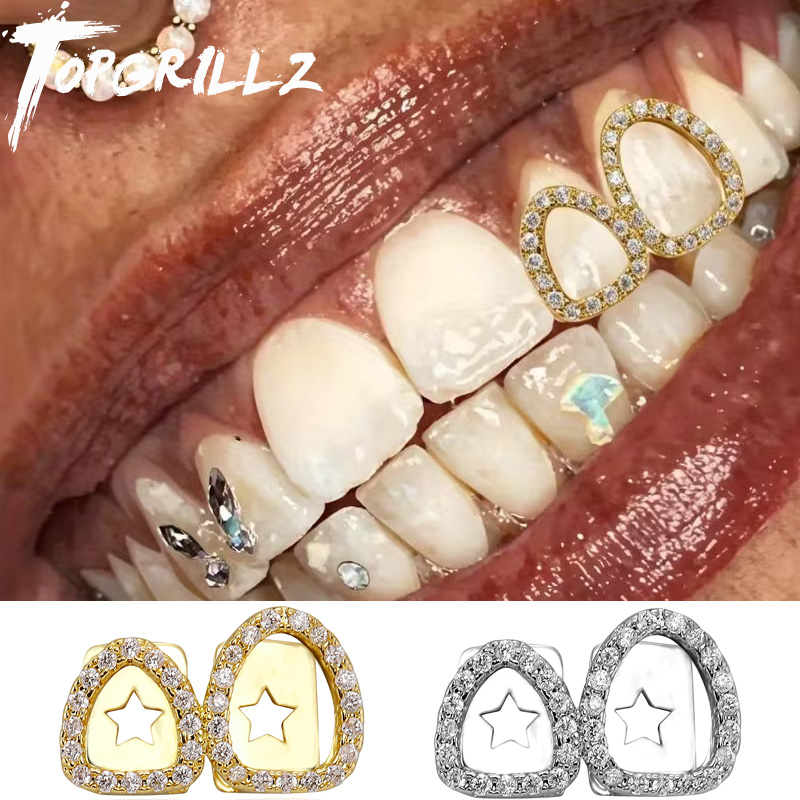 Body Jewelry Men - 탑그릴즈 아이스드 아웃 더블 할로우 샤이니