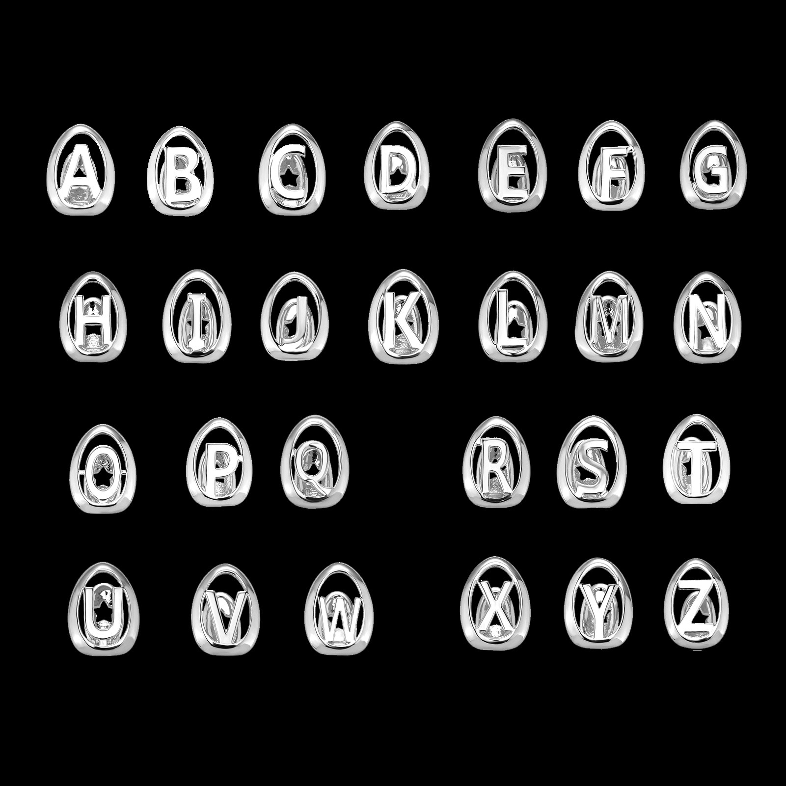 Body Jewelry Men - YOUNGX 26 이니셜 레터스 할로우 티스