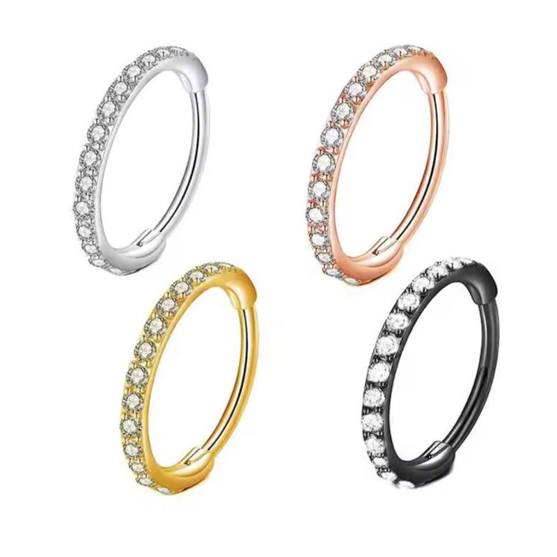Body Jewelry Septum - 16G 투명 CZ 코링 후프 316L