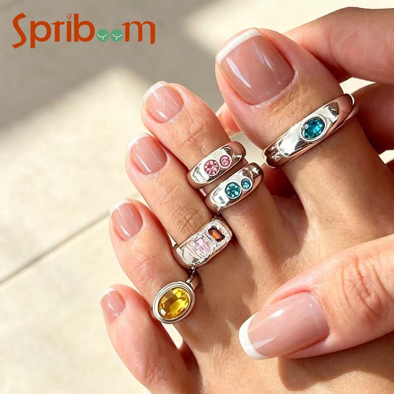 Body Jewelry Rings - 5개/세트 화려한 크리스탈 오픈 토우 링