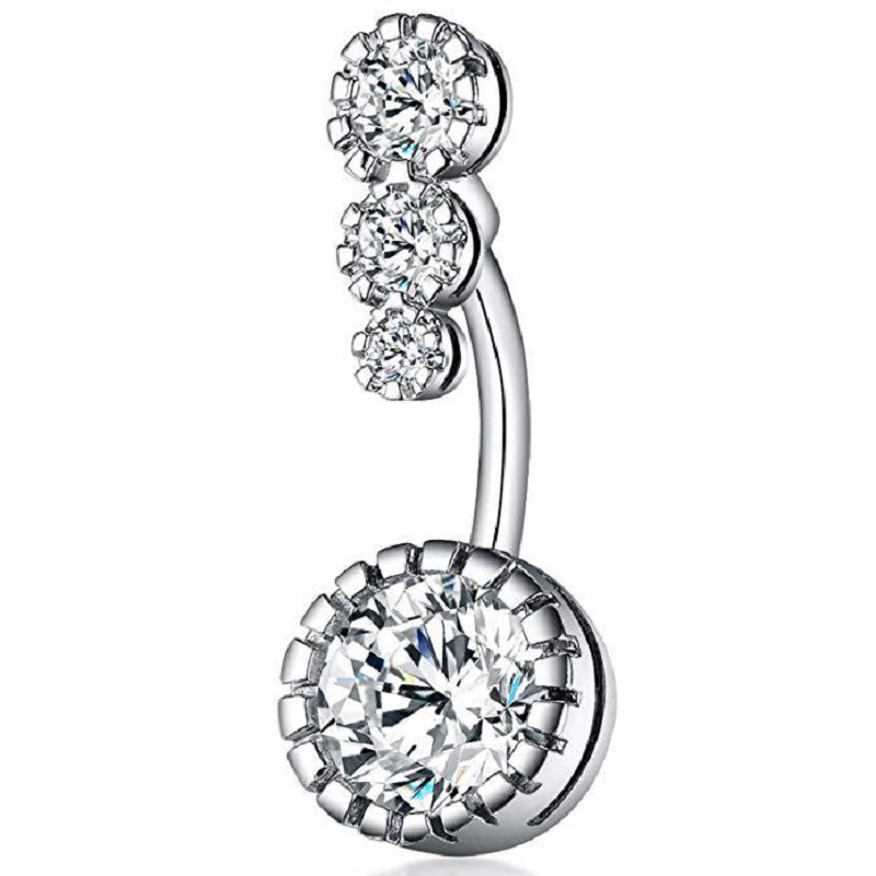 Body Jewelry Rings - 스테인리스 스틸 배꼽 링 투명 큐빅