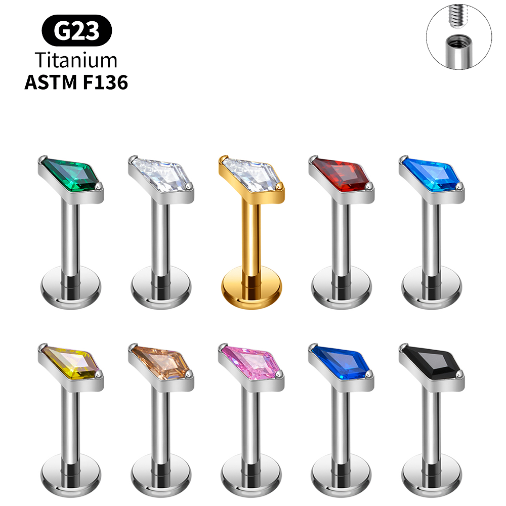 Body Jewelry Vertical Labret - 티타늄 카이트 CZ 내부 나사형 라브렛