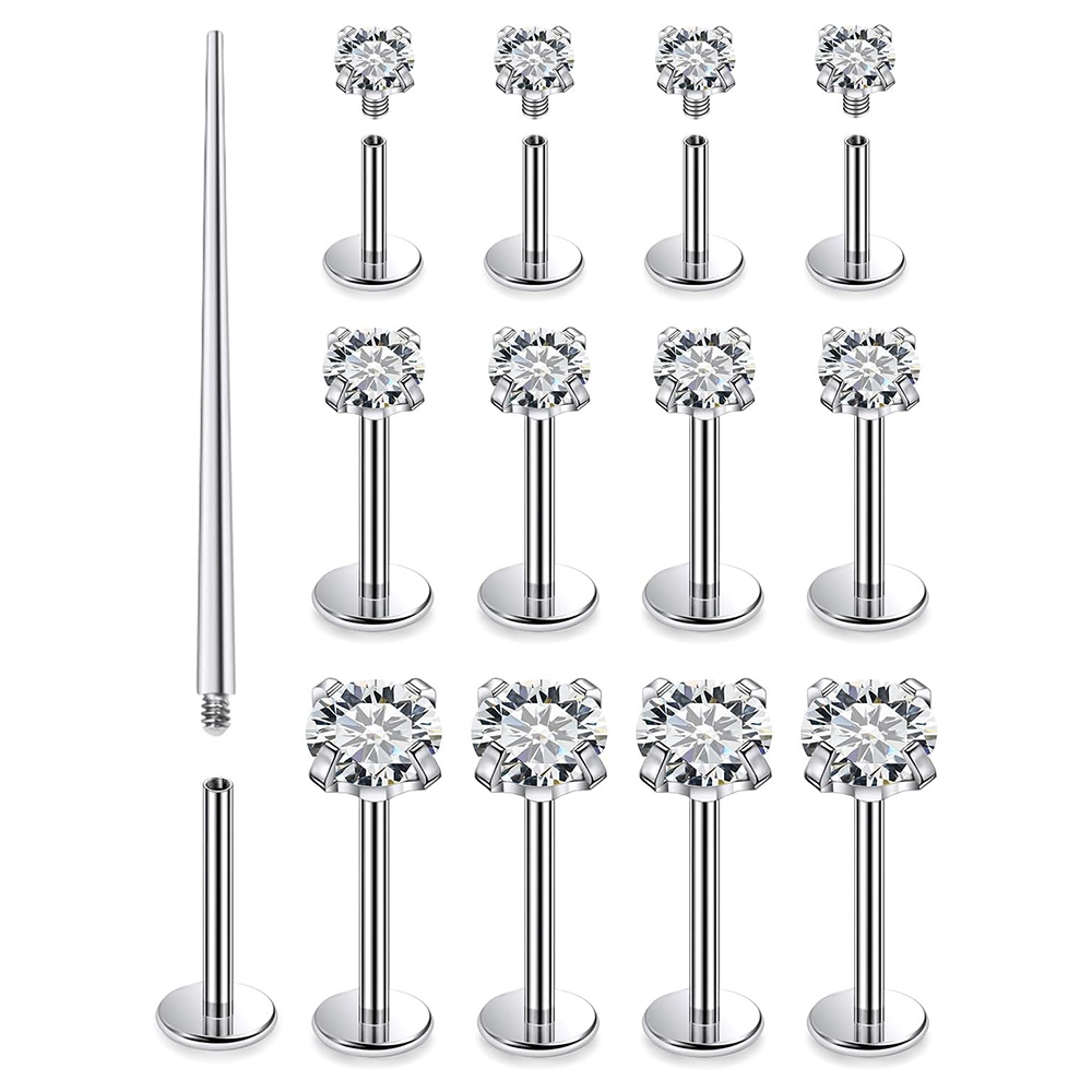 Flat Back Labret Stud - 13 PCS Labret 피어싱 세트 외과