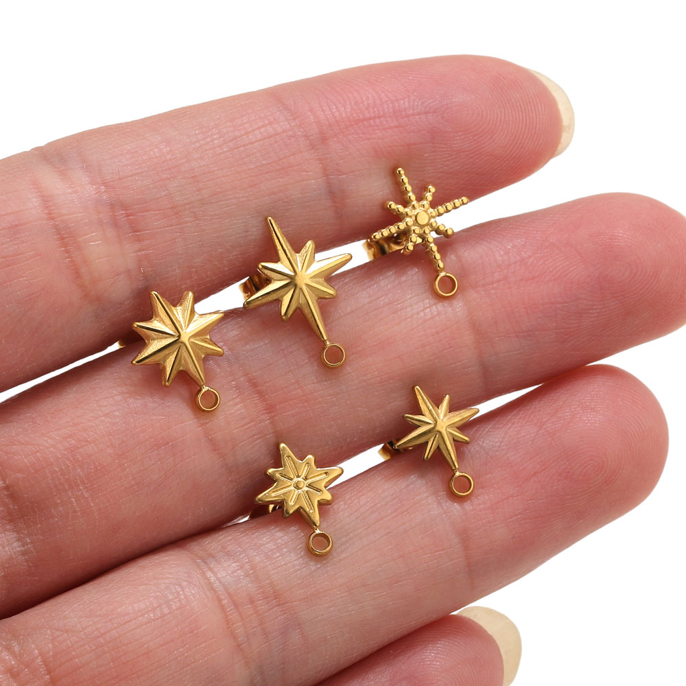 Body Jewelry Kit - 6개 스테인리스 스틸 별 모양 귀걸이