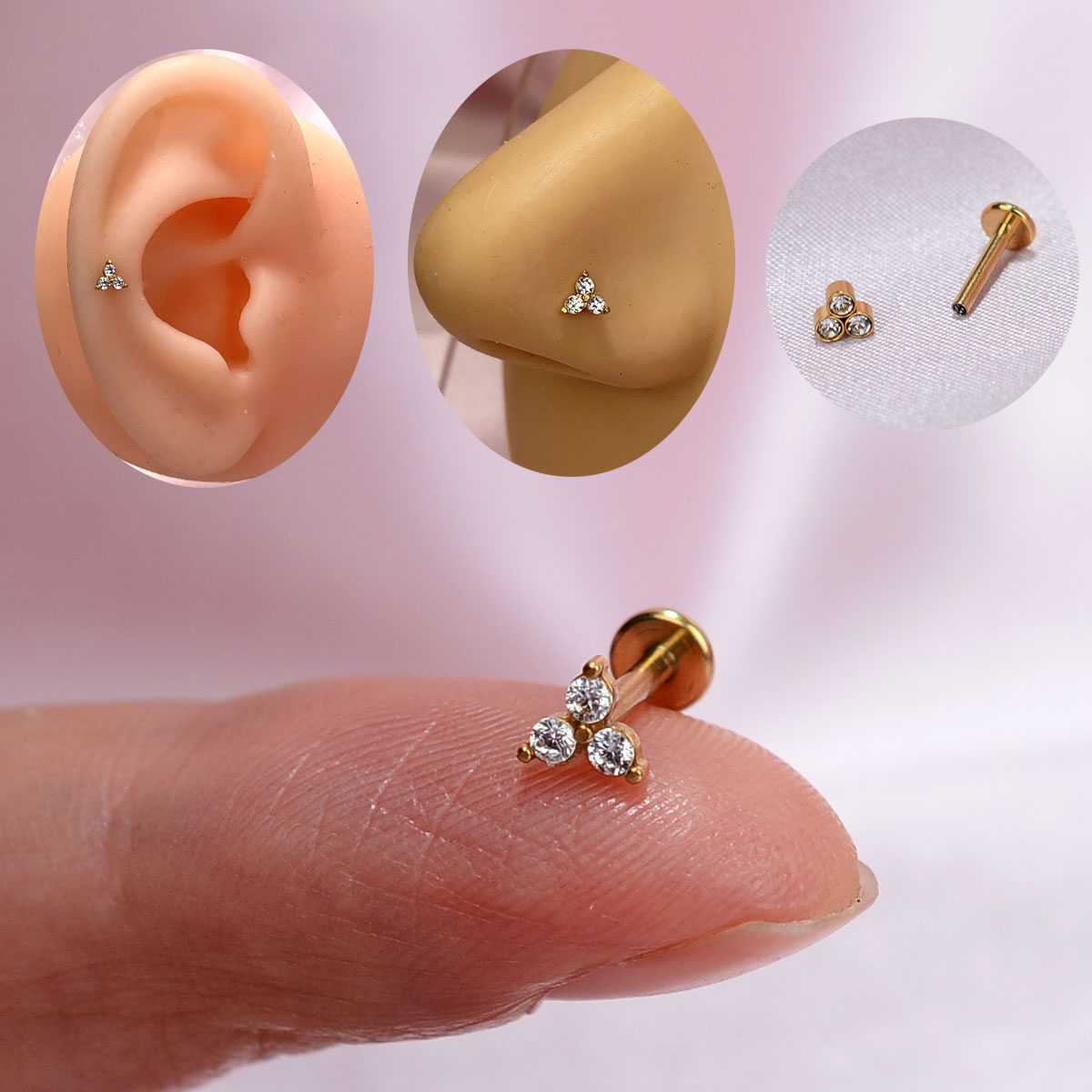 Flat Back Labret Stud - 1 조각 외과 강철 작은 플랫
