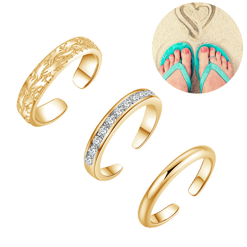 Body Jewelry Rings - 트리오 세트 여성용 발가락 반지, 18K
