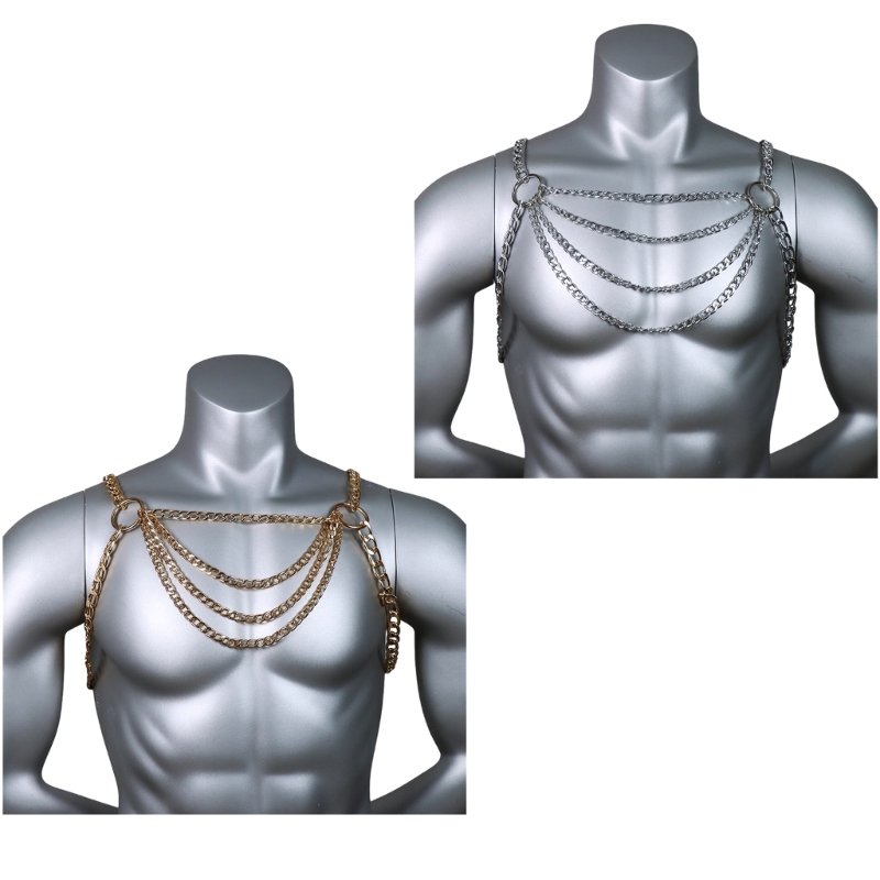 Body Jewelry Men - 남자의 섹시한 금속 바디 가슴 체인