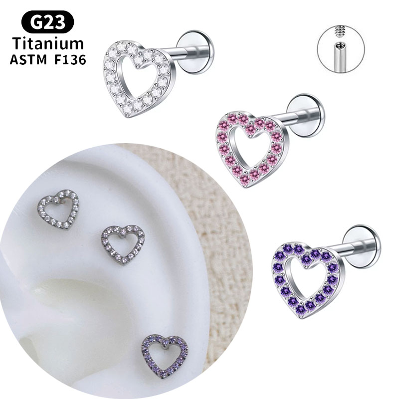 Flat Back Labret Stud - 노리안 ASTM F136 티타늄 미니 CZ