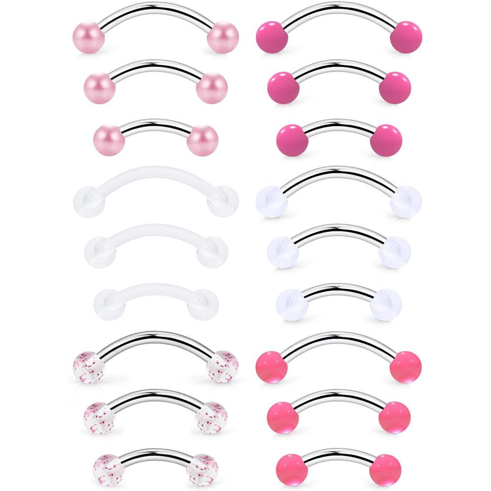 Body Jewelry Vertical Labret - 1/18개 세트 16G 6/8/10mm 눈썹 피어싱,