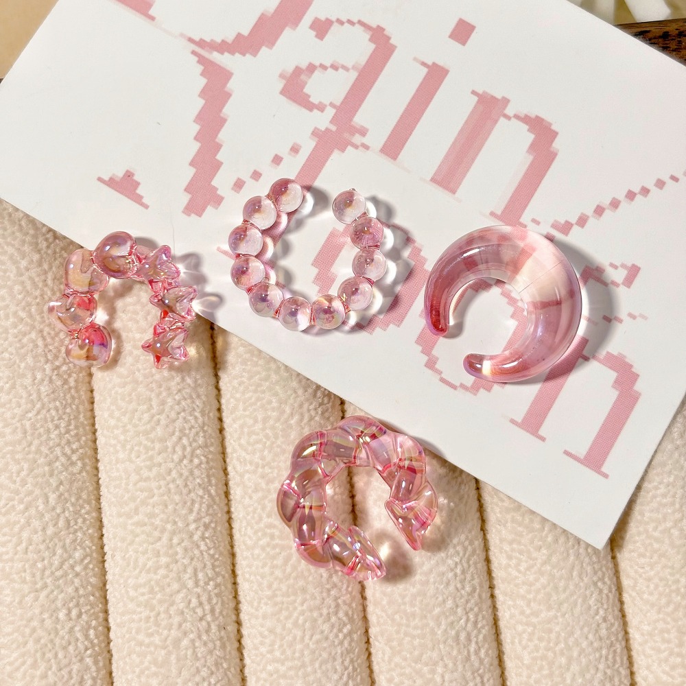 4개 세트 패션 심플 투명 팬텀 컬러 C형 원형 무피어 - Body Jewelry Kit 리뷰 및 가격