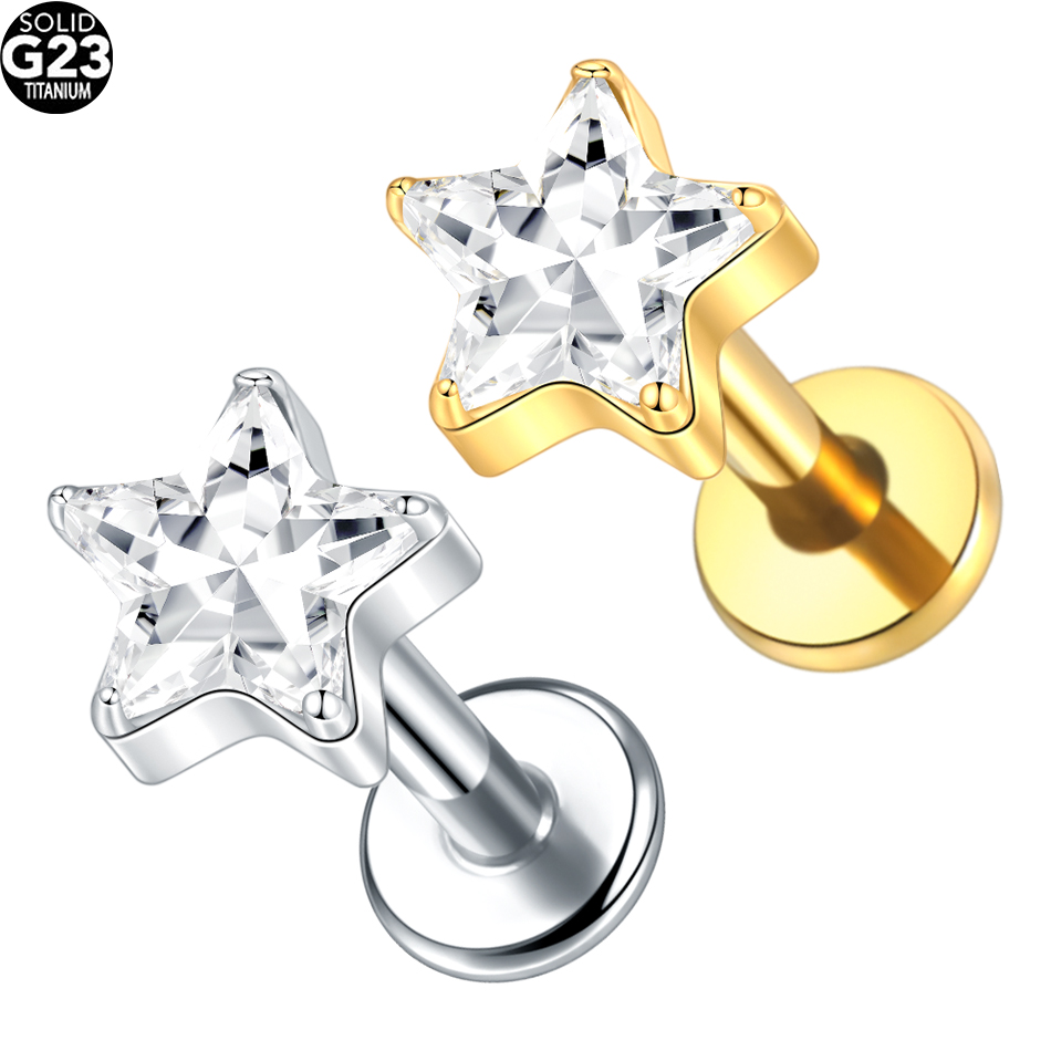 1/5개 G23 티타늄 귀 연골 플랫 백 스터드 스타  - Flat Back Labret Stud 리뷰 및 가격