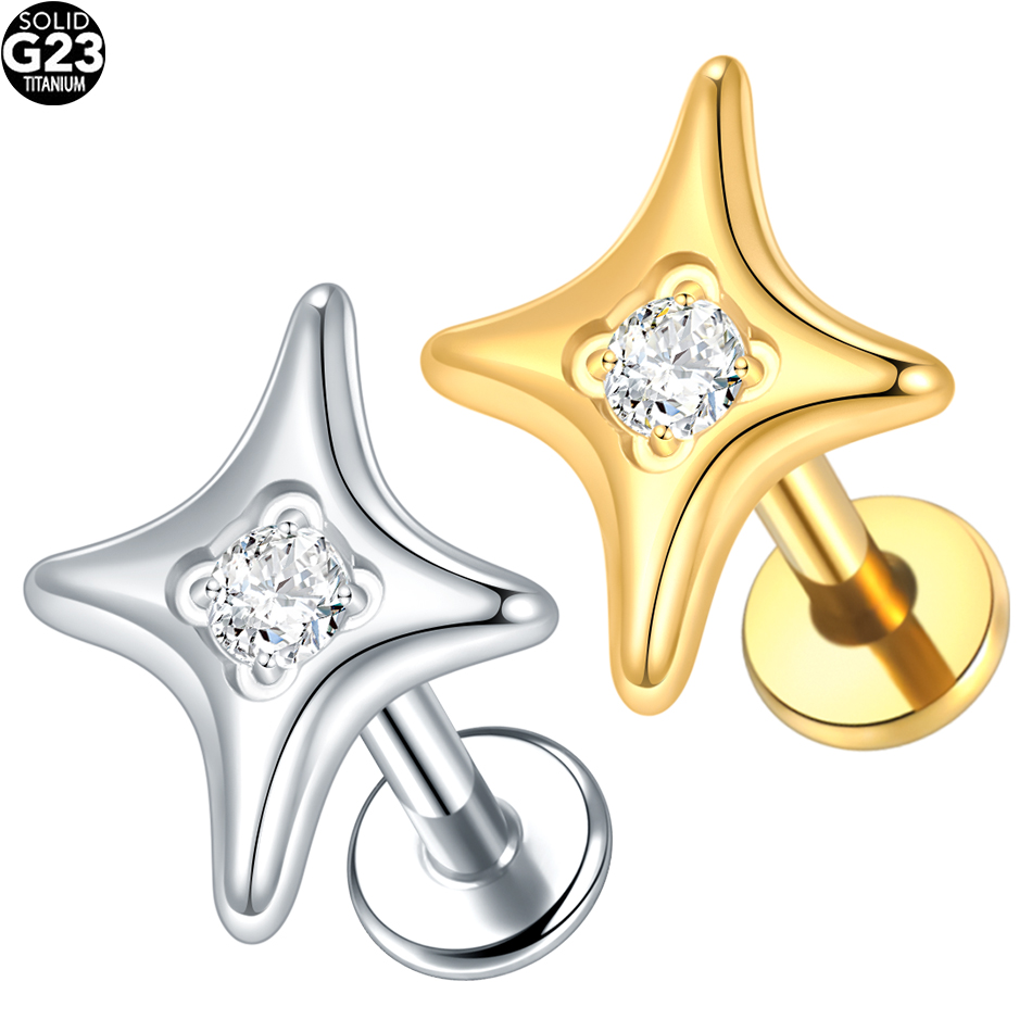 1/5개 G23 티타늄 귀 연골 플랫 백 스터드 스타  - Flat Back Labret Stud 리뷰 및 가격