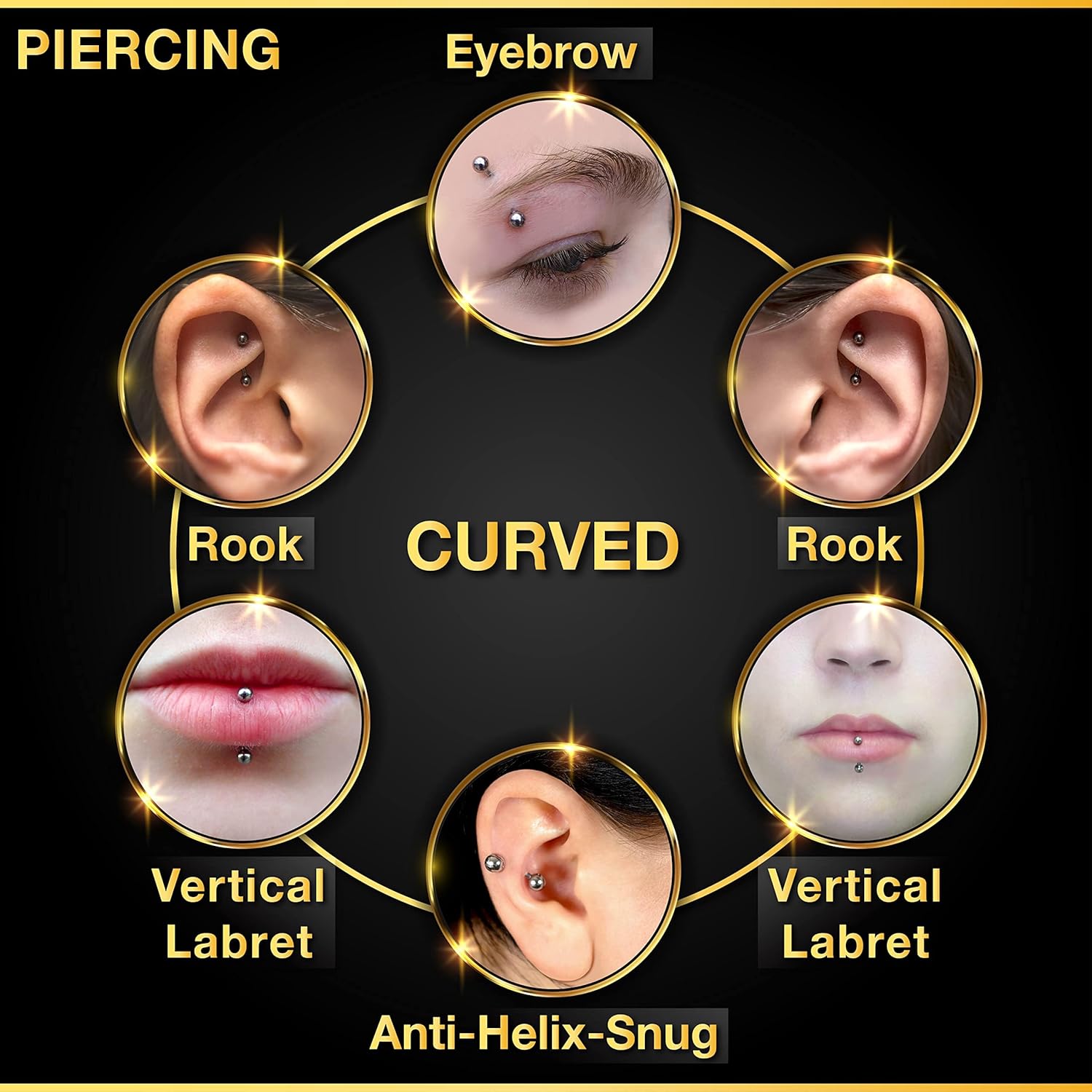 32개/세트 수술용 강철 곡선형 바벨 작은 눈썹 링 버 - Body Jewelry Vertical Labret 리뷰 및 가격