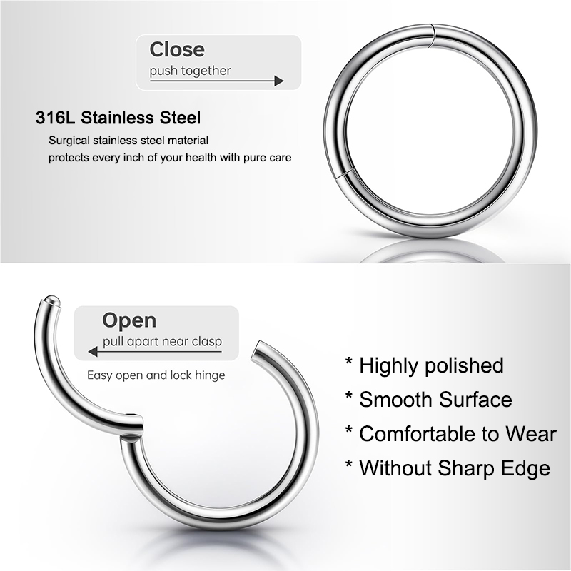 16G 316L 수술용 스틸 힌지 클리커 코/격막 링, - Body Jewelry Septum 리뷰 및 가격