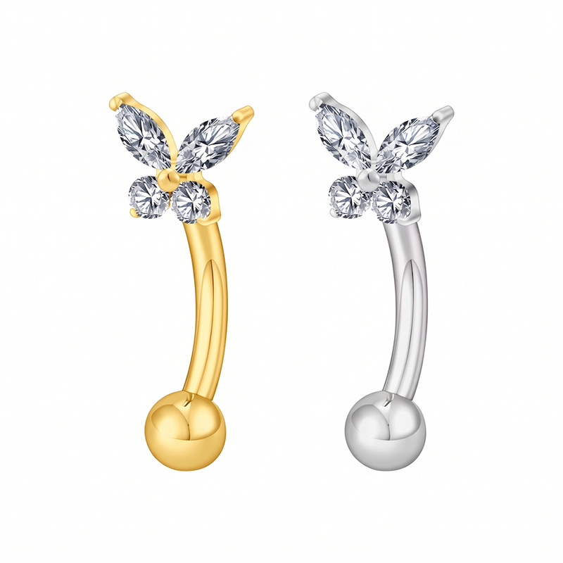 ASTM F136 티타늄 미니 버터플라이 CZ 커브드  - Body Jewelry Vertical Labret 리뷰 및 가격