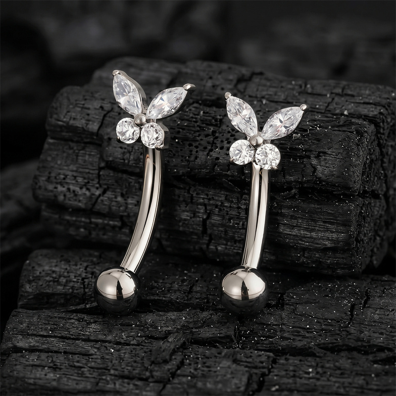 ASTM F136 티타늄 미니 버터플라이 CZ 커브드  - Body Jewelry Vertical Labret 리뷰 및 가격