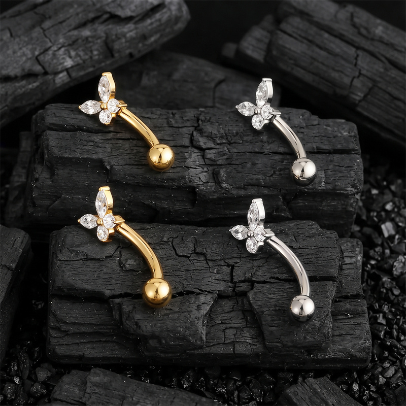 ASTM F136 티타늄 미니 버터플라이 CZ 커브드  - Body Jewelry Vertical Labret 리뷰 및 가격