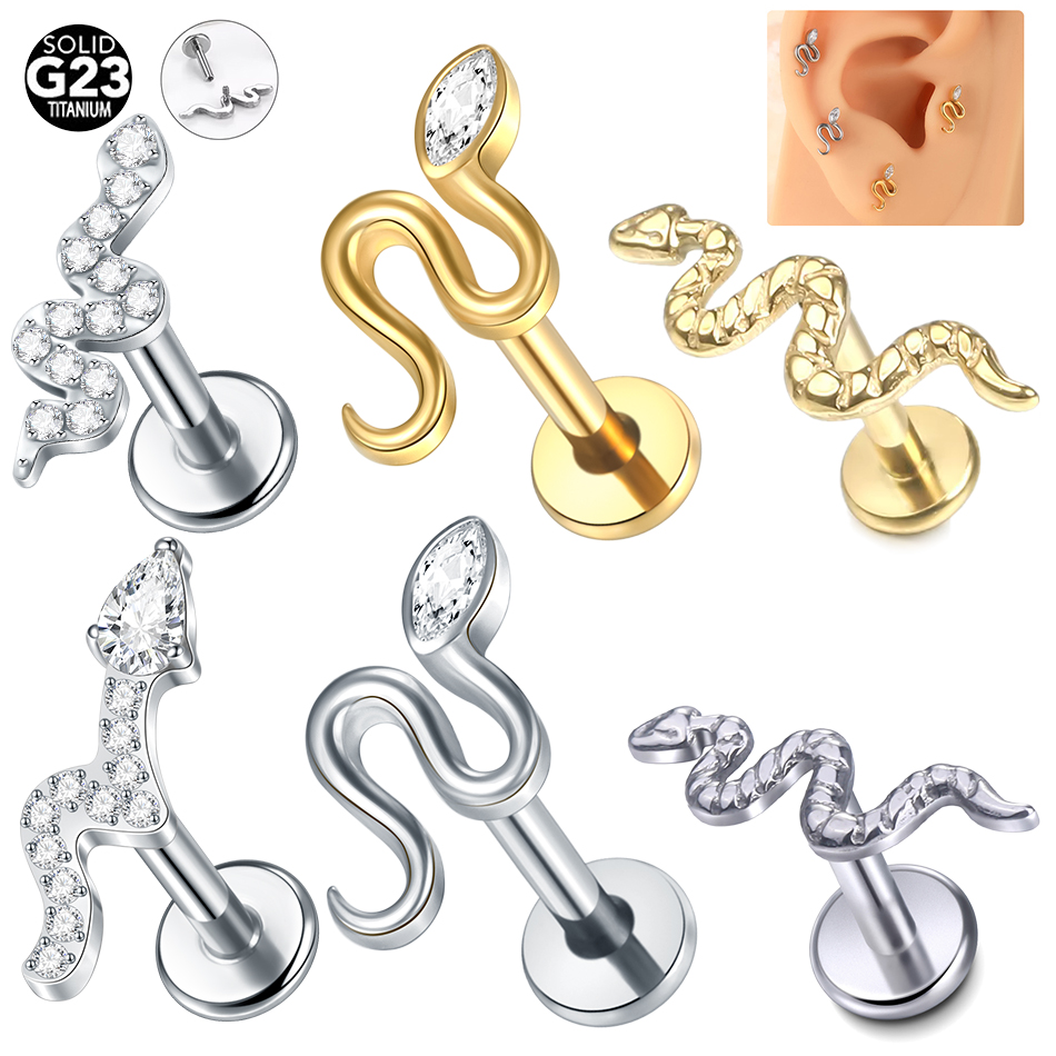 10 개/몫 티타늄 바이퍼 스네이크 CZ Labret  - Flat Back Labret Stud 리뷰 및 가격