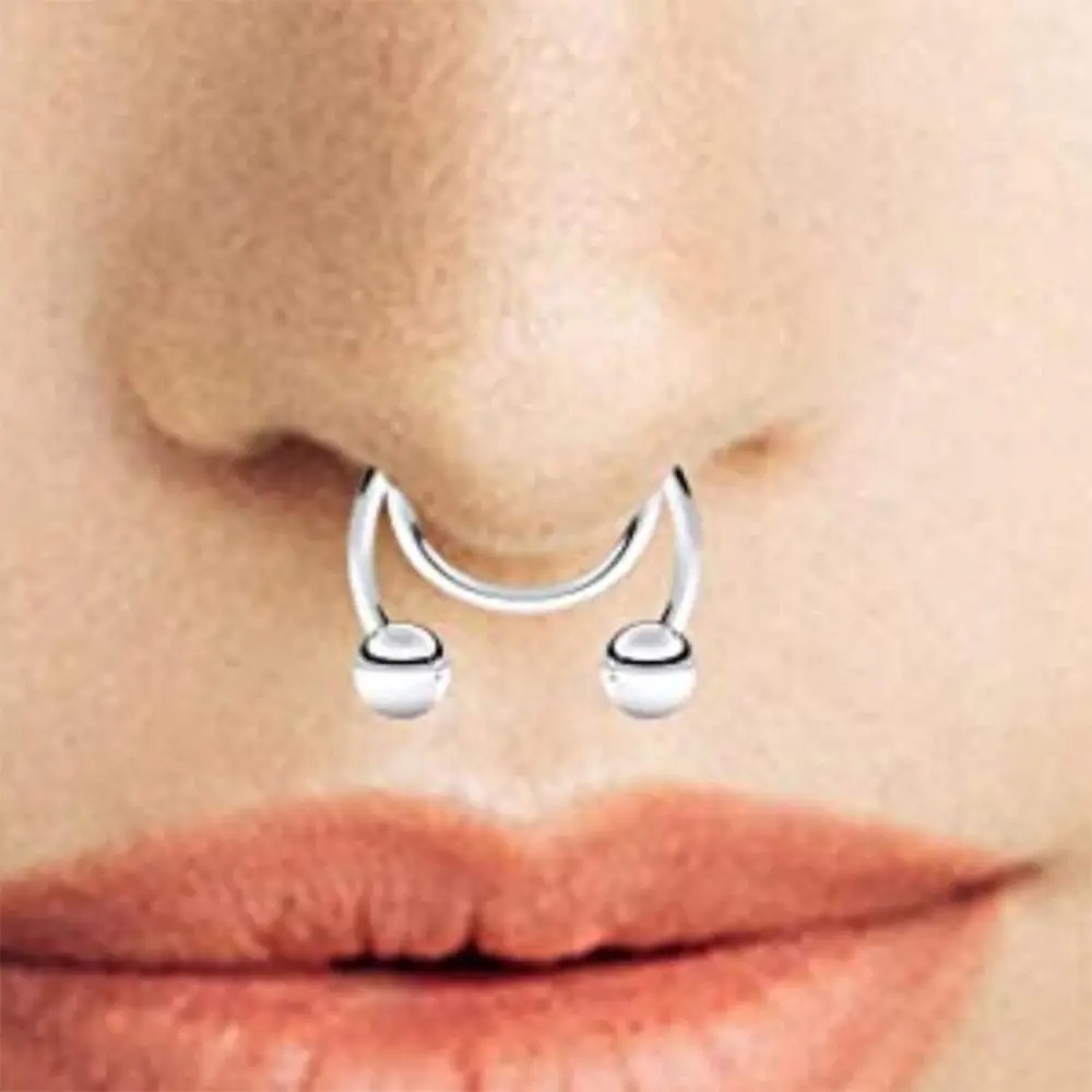 2개 스테인리스 스틸 가짜 셉텀 코링, 무피어싱, 여성 - Body Jewelry Septum 리뷰 및 가격