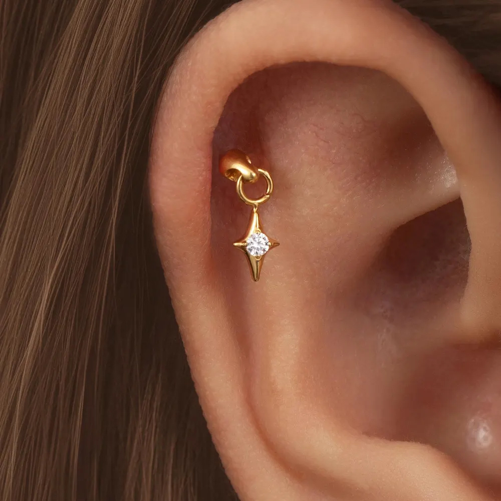 1PC G23 티타늄 히든 버티컬 스타&물방울 참&꽃  - Body Jewelry Vertical Labret 리뷰 및 가격