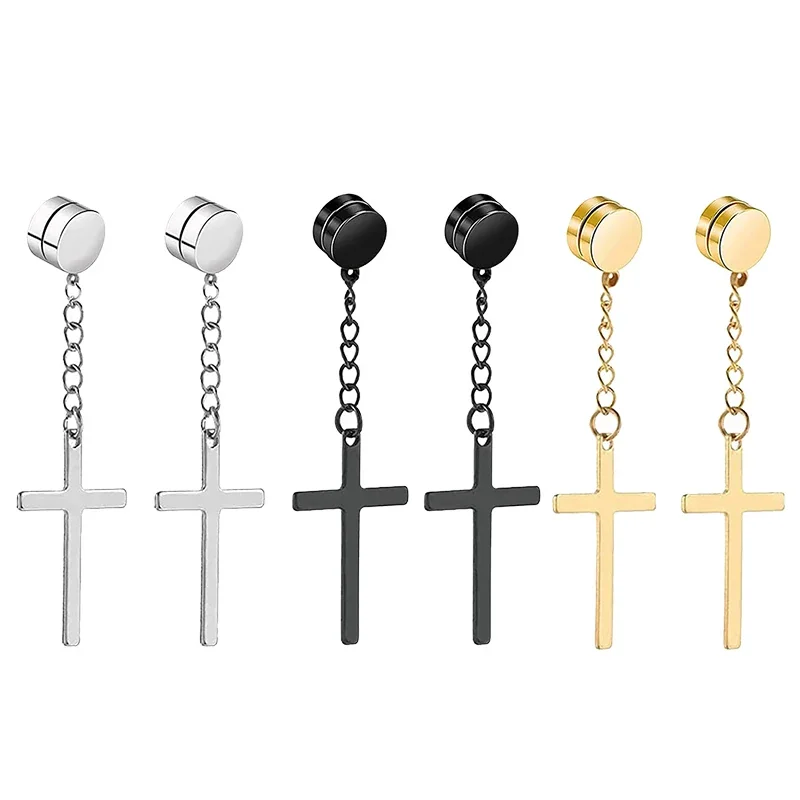 남성용 펑크 마그네틱 크로스 이어 스터드 세트, 강력한 - Body Jewelry Kit 리뷰 및 가격