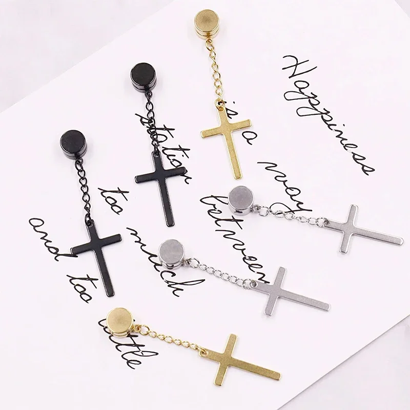 남성용 펑크 마그네틱 크로스 이어 스터드 세트, 강력한 - Body Jewelry Kit 리뷰 및 가격