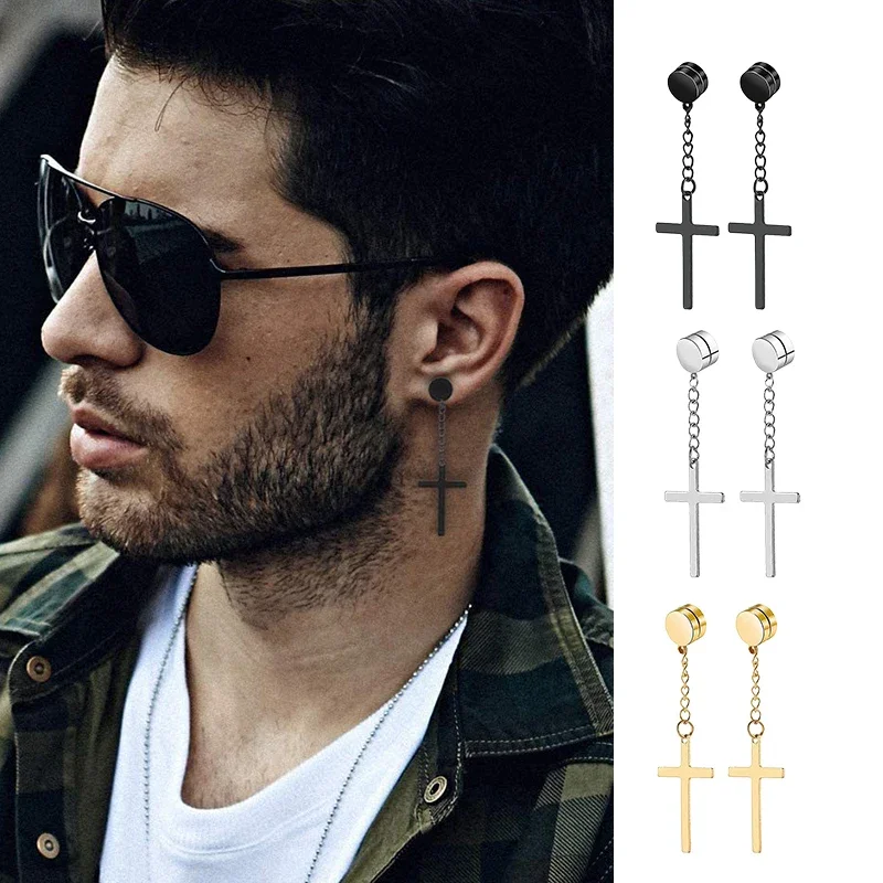 남성용 펑크 마그네틱 크로스 이어 스터드 세트, 강력한 - Body Jewelry Kit 리뷰 및 가격