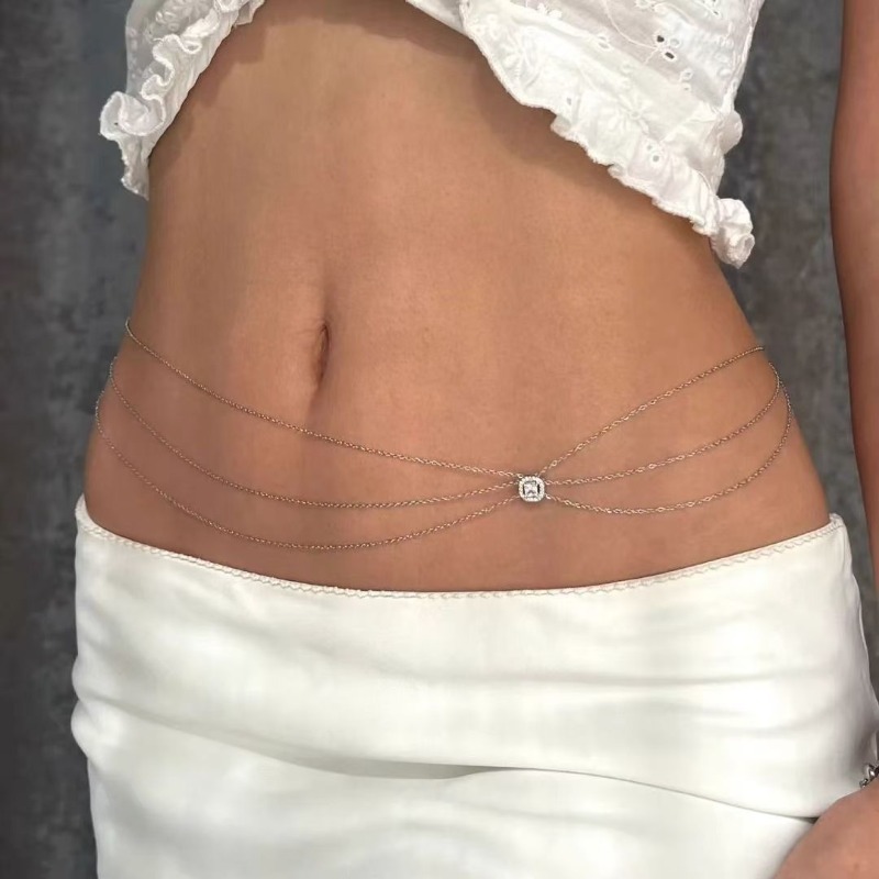 여름 핫 메탈 허리 체인 럭셔리 멀티 레이어 라인스톤  - Body Jewelry In Bulk 리뷰 및 가격