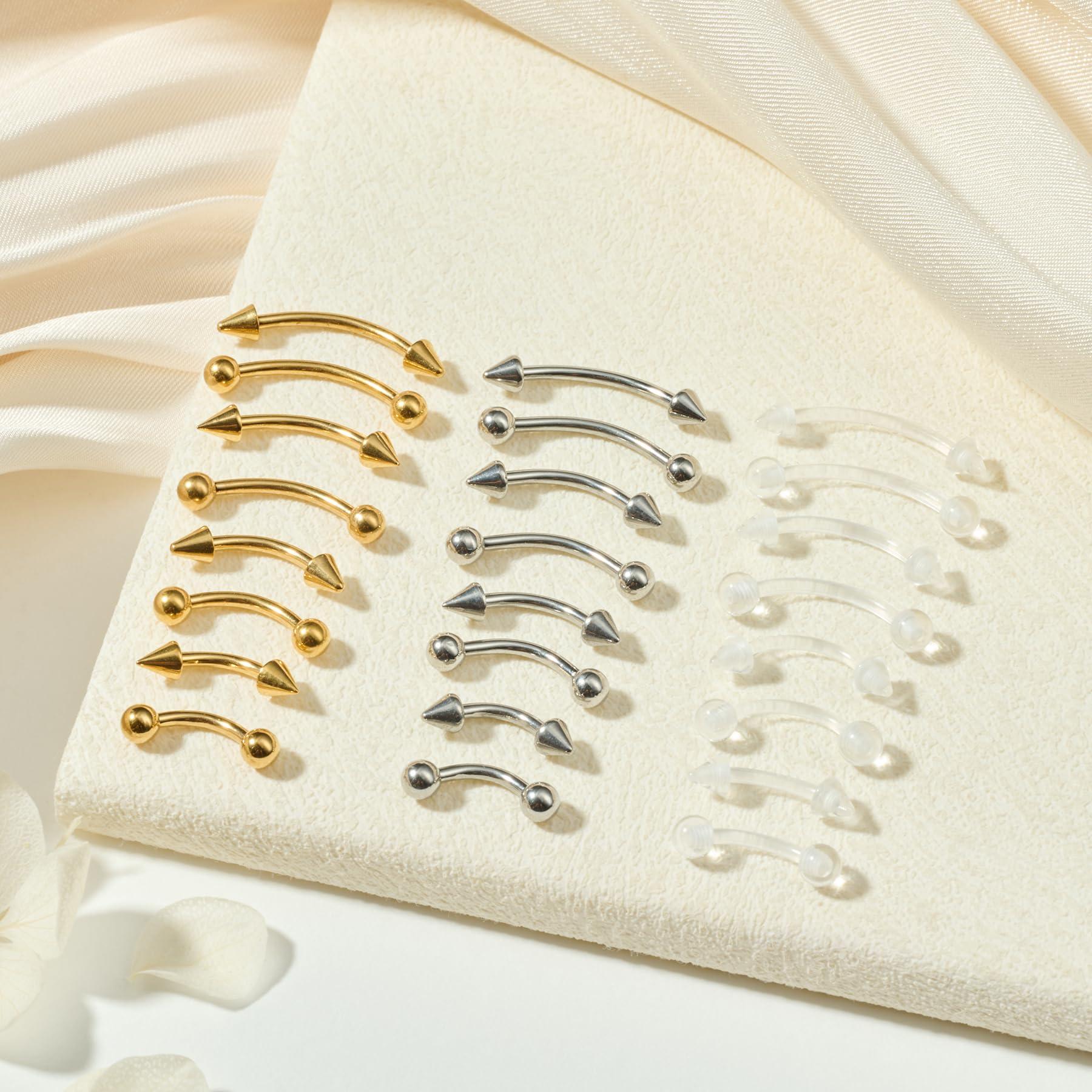 24개 16G 스테인리스 스틸 곡선형 바벨 눈썹 링 버 - Body Jewelry Vertical Labret 리뷰 및 가격