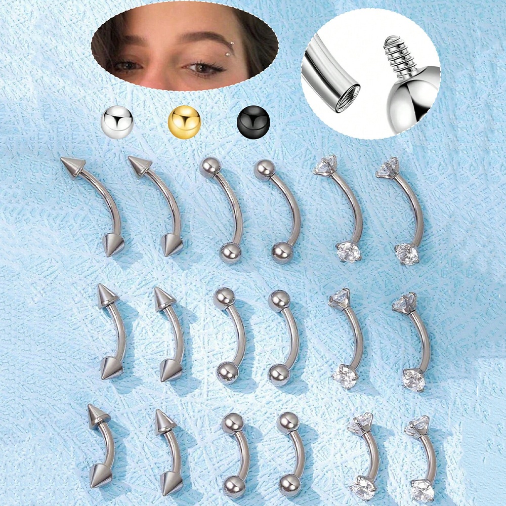 6pcs 16G 스테인레스 스틸 작은 곡선 바벨 배꼽  - Body Jewelry Vertical Labret 리뷰 및 가격