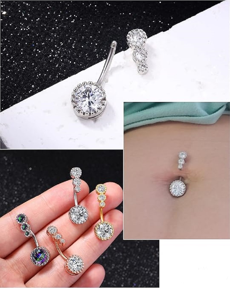 스테인리스 스틸 배꼽 링 투명 큐빅 지르코니아 배꼽 피 - Body Jewelry Rings 리뷰 및 가격