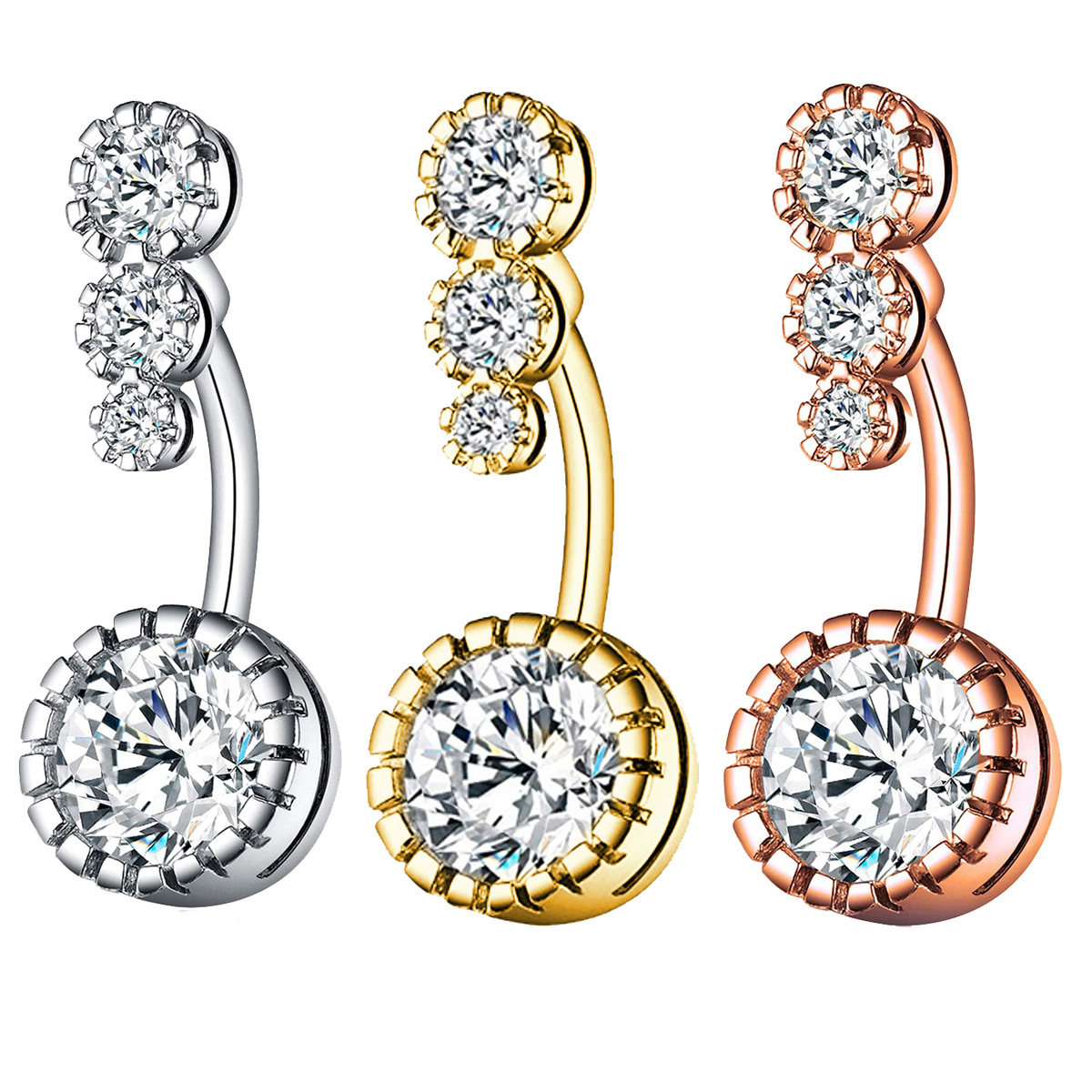 스테인리스 스틸 배꼽 링 투명 큐빅 지르코니아 배꼽 피 - Body Jewelry Rings 리뷰 및 가격