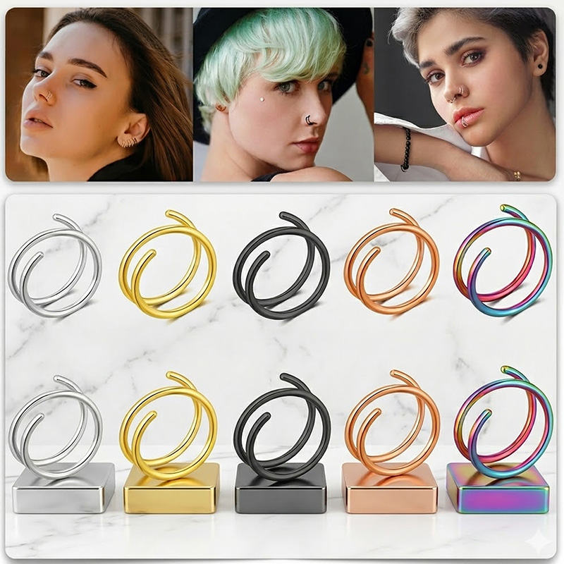 1PC 스테인레스 스틸 316 이중 나선형 또는 이중  - Body Jewelry Septum 리뷰 및 가격