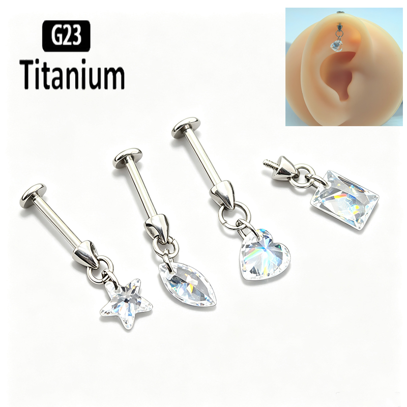 G23 티타늄 피어싱 버티컬 내부 나사형 스터드 CZ  - Body Jewelry Vertical Labret 리뷰 및 가격