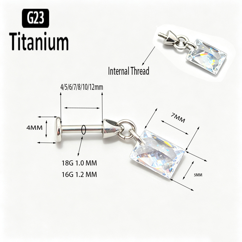 G23 티타늄 피어싱 버티컬 내부 나사형 스터드 CZ  - Body Jewelry Vertical Labret 리뷰 및 가격