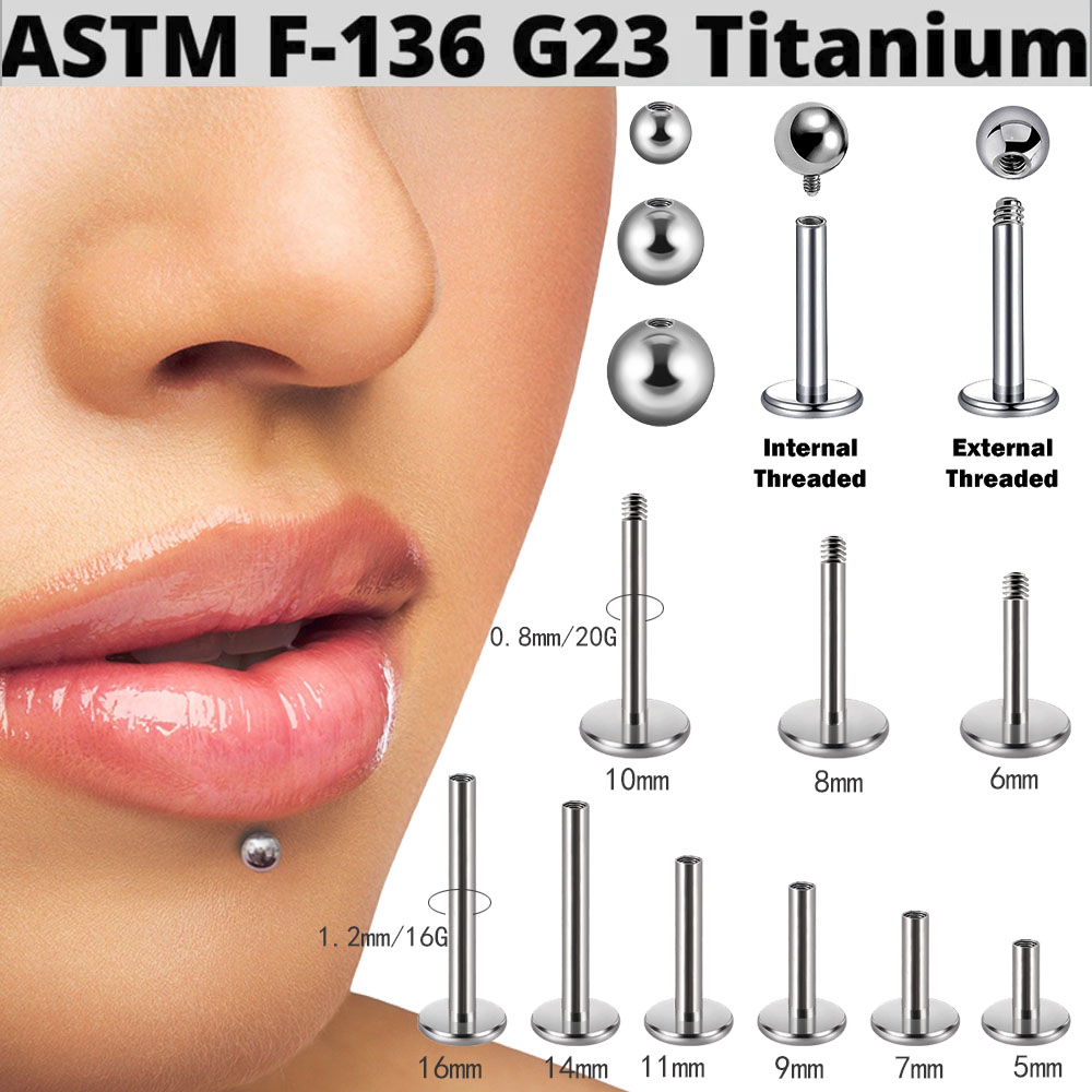 1PC ASTM F136 티타늄 Labret 피어싱 코 - Flat Back Labret Stud 리뷰 및 가격