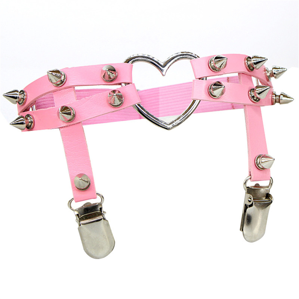 1Pcs 여성 펑크 고스 하트 PU 가죽 탄성 다리 반 - Body Jewelry Rings 리뷰 및 가격