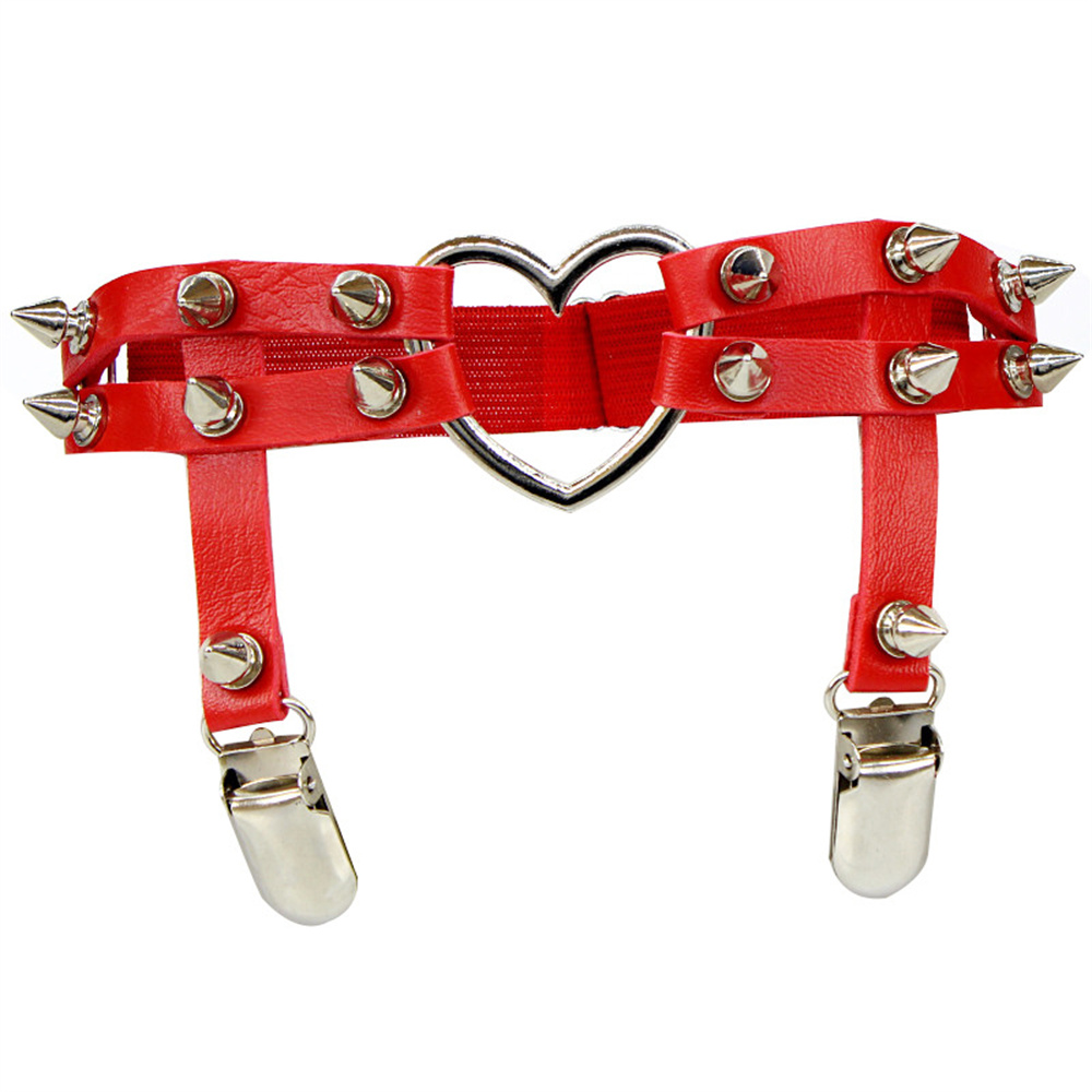 1Pcs 여성 펑크 고스 하트 PU 가죽 탄성 다리 반 - Body Jewelry Rings 리뷰 및 가격