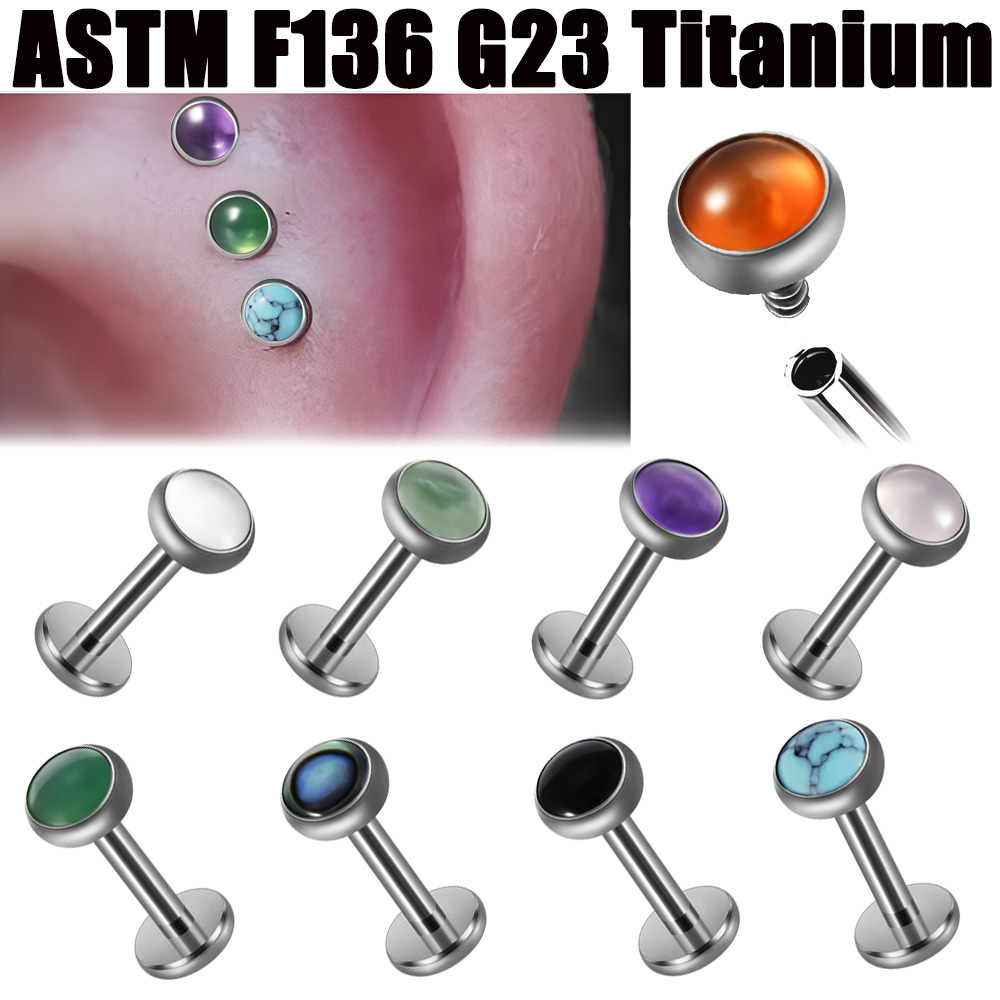1PC 16g G23 티타늄 크리스탈 & 스톤 & 쉘  - Flat Back Labret Stud 리뷰 및 가격