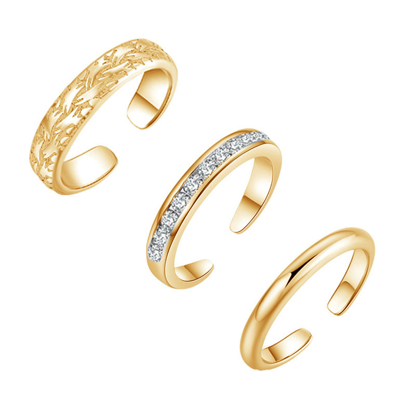 트리오 세트 여성용 발가락 반지, 18K 금도금, 조절 - Body Jewelry Rings 리뷰 및 가격