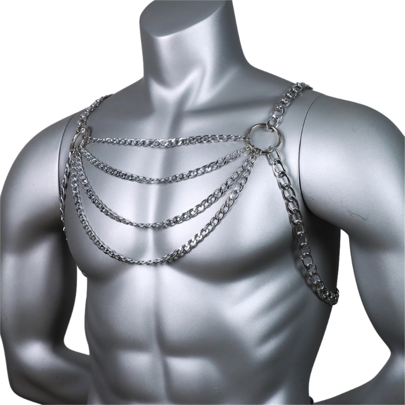남자의 섹시한 금속 바디 가슴 체인 쥬얼리 펑크 스타일 - Body Jewelry Men 리뷰 및 가격
