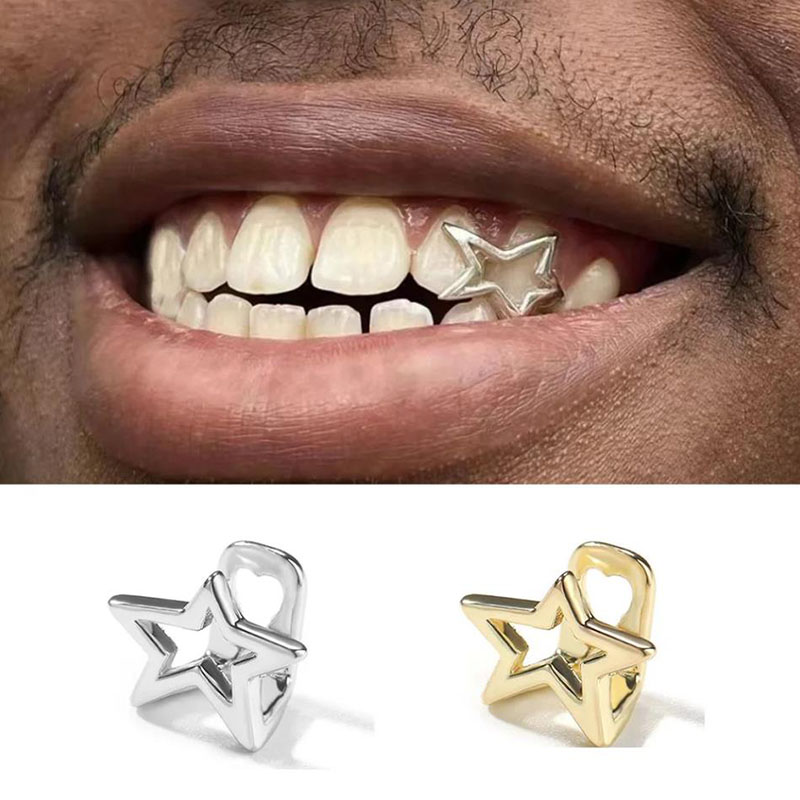 할로윈 불규칙한 중공 오각형 스타 치아 Grillz 힙 - Body Jewelry Men 리뷰 및 가격