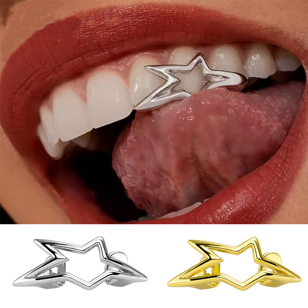 YOUNGX 사이버 펑크 불규칙한 속이 빈 별 모양 치 - Body Jewelry Men 리뷰 및 가격