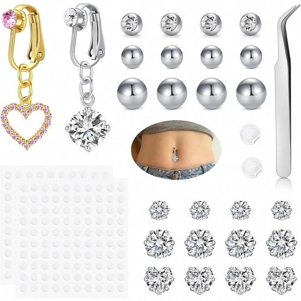 골드 페이크 배꼽 피어싱 큐빅 나비 클립형 배꼽 링 스 - Body Jewelry Rings 리뷰 및 가격
