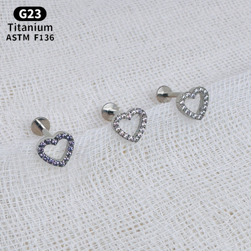 노리안 ASTM F136 티타늄 미니 CZ 하트 연골  - Flat Back Labret Stud 리뷰 및 가격