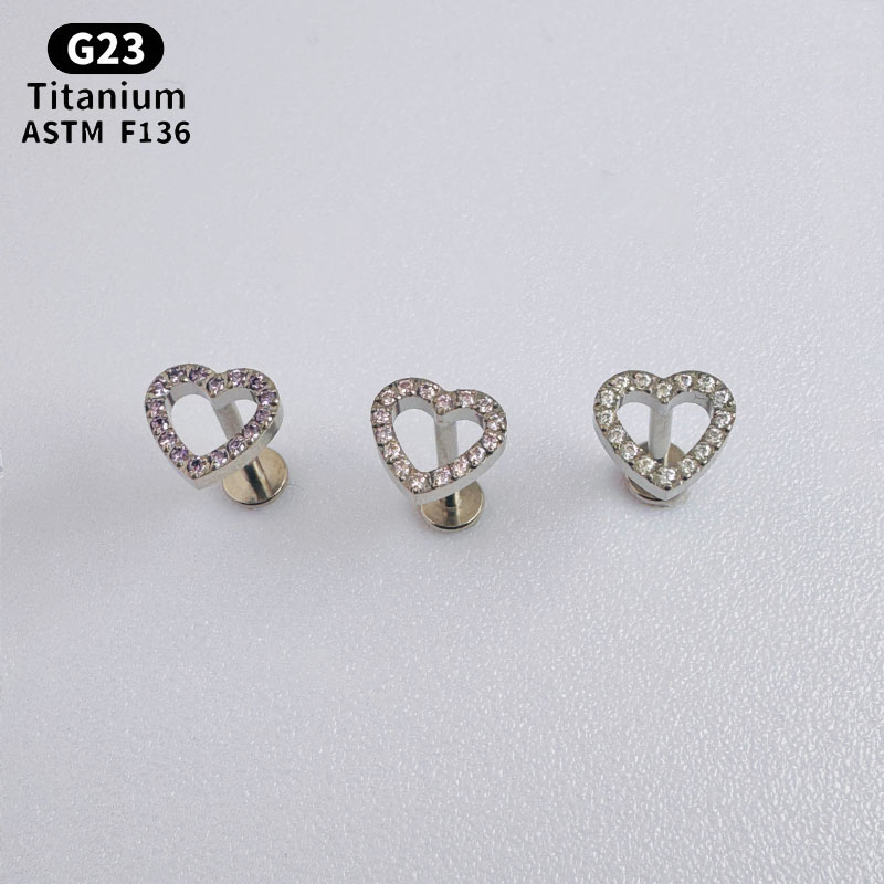 노리안 ASTM F136 티타늄 미니 CZ 하트 연골  - Flat Back Labret Stud 리뷰 및 가격