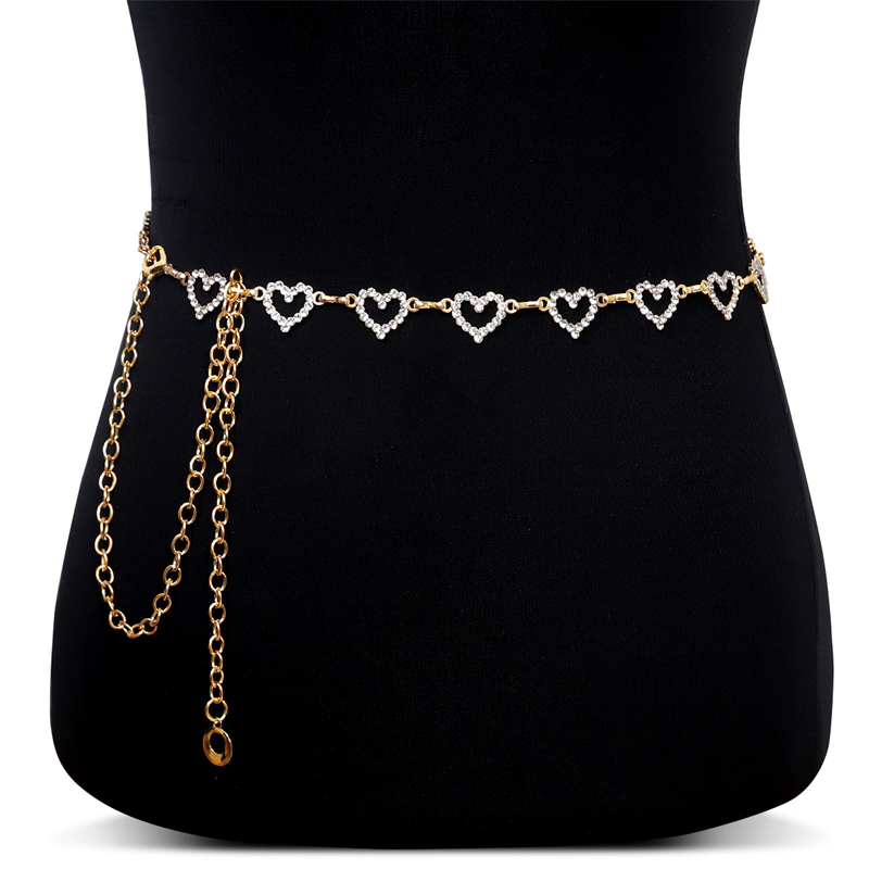 여성용 패션 라인스톤 하트 허리 체인, 조절 가능한 바 - Body Jewelry In Bulk 리뷰 및 가격