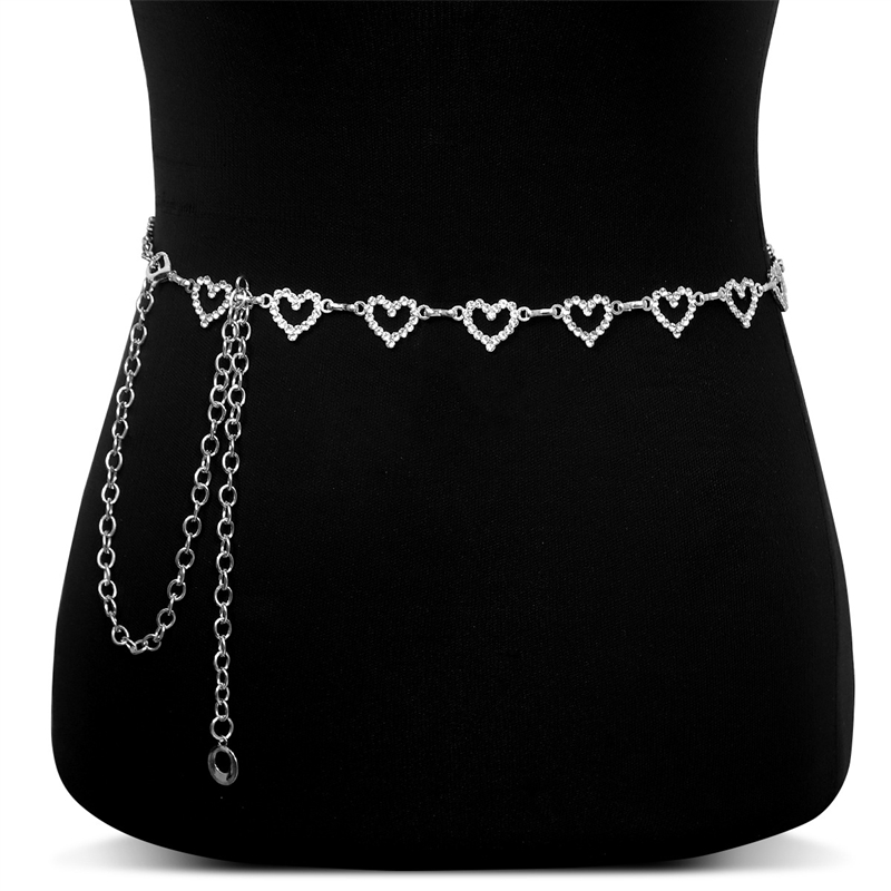 여성용 패션 라인스톤 하트 허리 체인, 조절 가능한 바 - Body Jewelry In Bulk 리뷰 및 가격